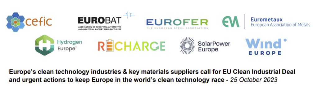 Eurometaux’s Joint Letter for EU Clean Industrial Deal and urgent actions to keep Europe in the world’s clean technology race