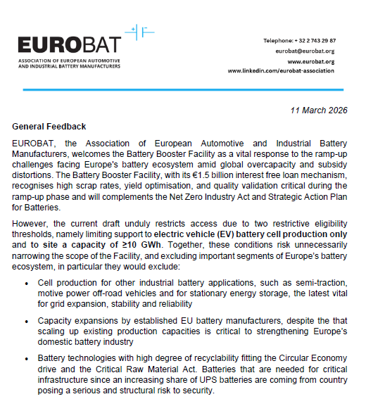 Stakeholder Consultation on the draft decision for the Battery Booster Facility